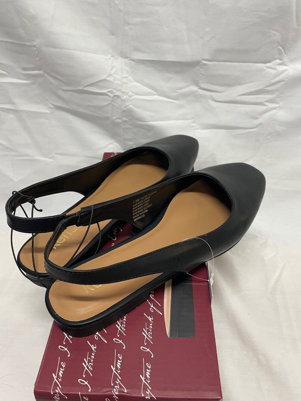 Kensie Women's Shoes Black Slingback Flats Size 7.5 Felice New In Box